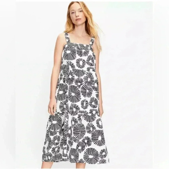 LOFT Women's Petite Firework Tiered Square Neck Midi Dress (Size XSP) - Picture 1 of 9